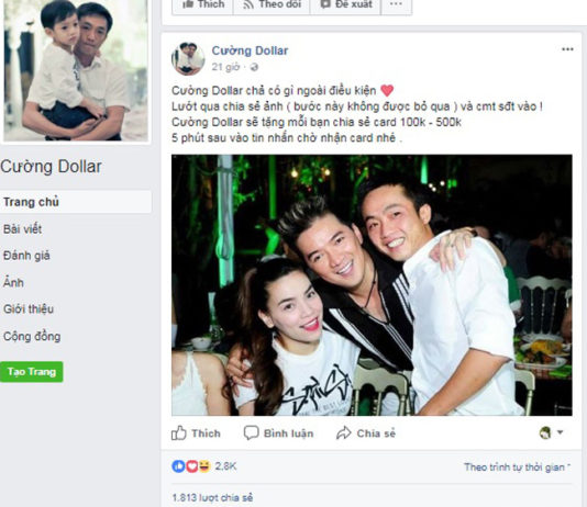 Kẻ giả mạo Cường Đô la trên Facebook