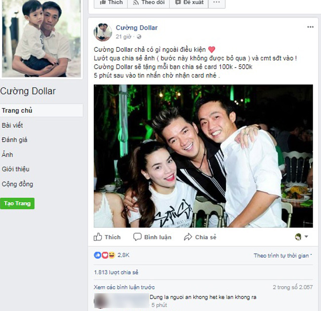 Kẻ giả mạo Cường Đô la trên Facebook