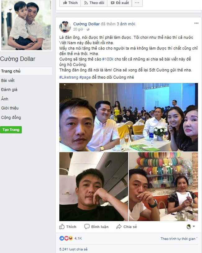 Kẻ giả mạo Cường Đô la trên Facebook 