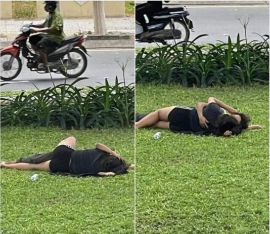 Cặp đôi ngang nhiên ‘thân mật’ ngay bãi cỏ ven đường khiến dân mạng phẫn nộ