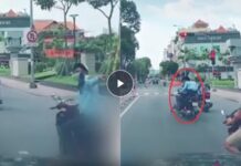 Chỉ vì cái chỉ tay phía sau, người đàn ông đi xe máy gây t.ai n.ạn k.inh h.oàng