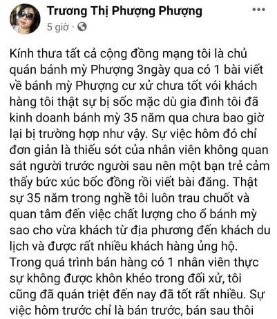 Chủ tiệm bánh mì Phượng Hội An phải xin lỗi sau khi người mua bức xúc, kêu gọi tẩy chay