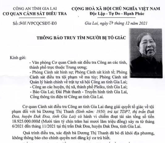 Cụ bà 72 tuổi lừa đảo 19 tỉ đồng, công an tìm bị hại