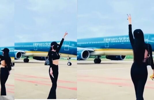 Cô gái nhảy múa trước máy bay đang lăn để quay TikTok bị cấm bay