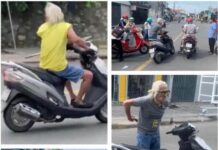 Cụ ông tóc bạc trắng phi xe máy, cầm dao dọa chém người đi đường gây náo loạn